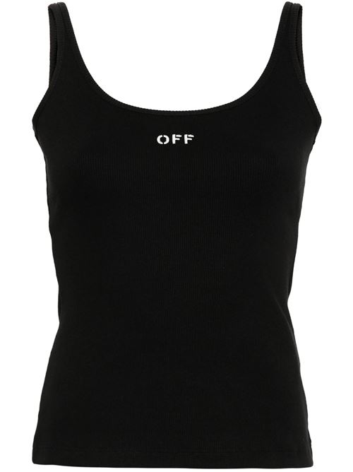 Black stretch-cotton tank top OFF WHITE | OWAD072C99JER0021001